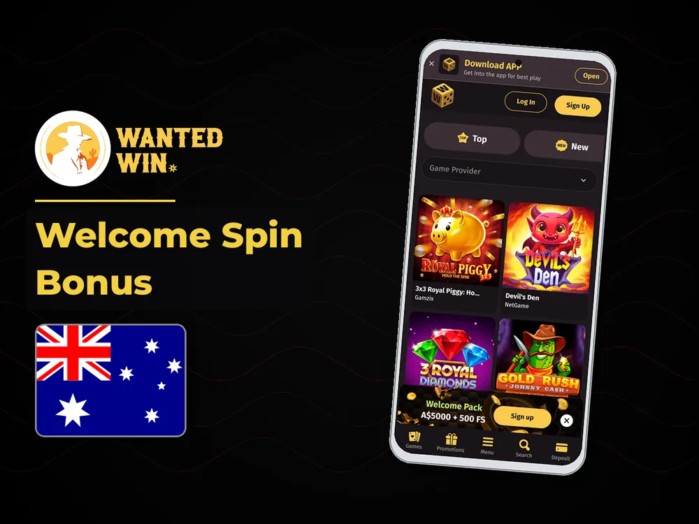 wanted win - Welcome Spin Bonus