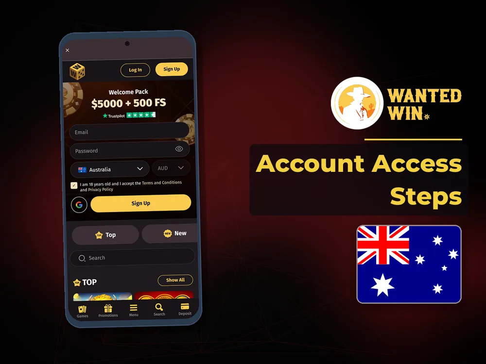 wanted win - Account Access Steps