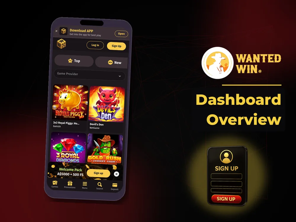 wanted win - Dashboard Overview