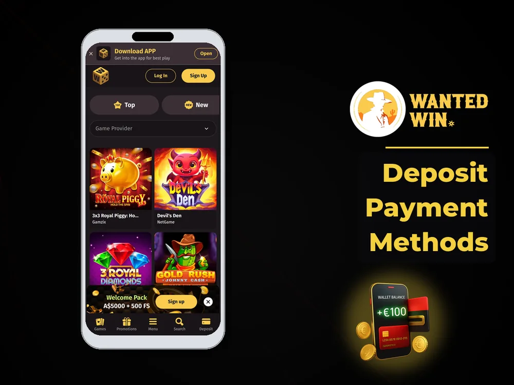 wanted win - Deposit Payment Methods