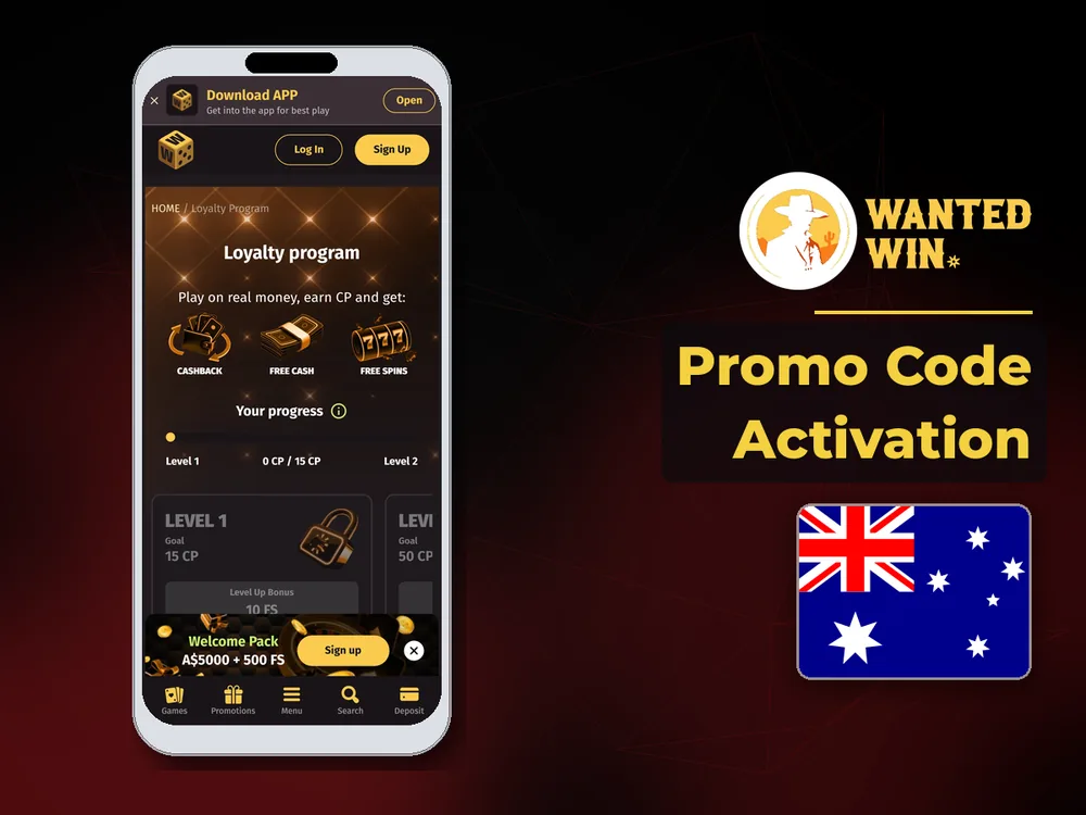 wanted win - Promo Code Activation