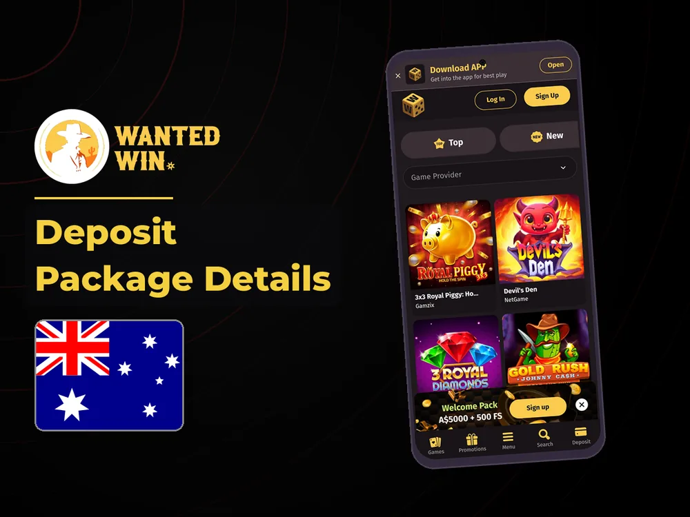 wanted win - Deposit Package Details
