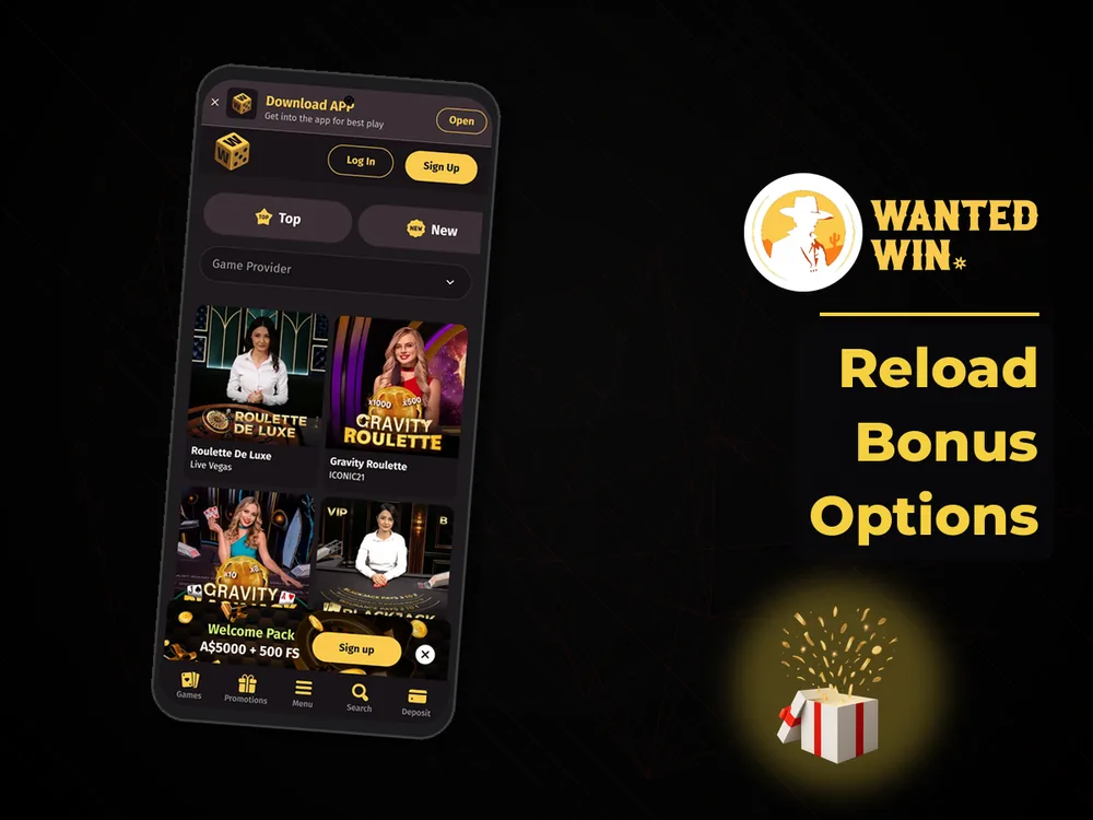 wanted win - Reload Bonus Options