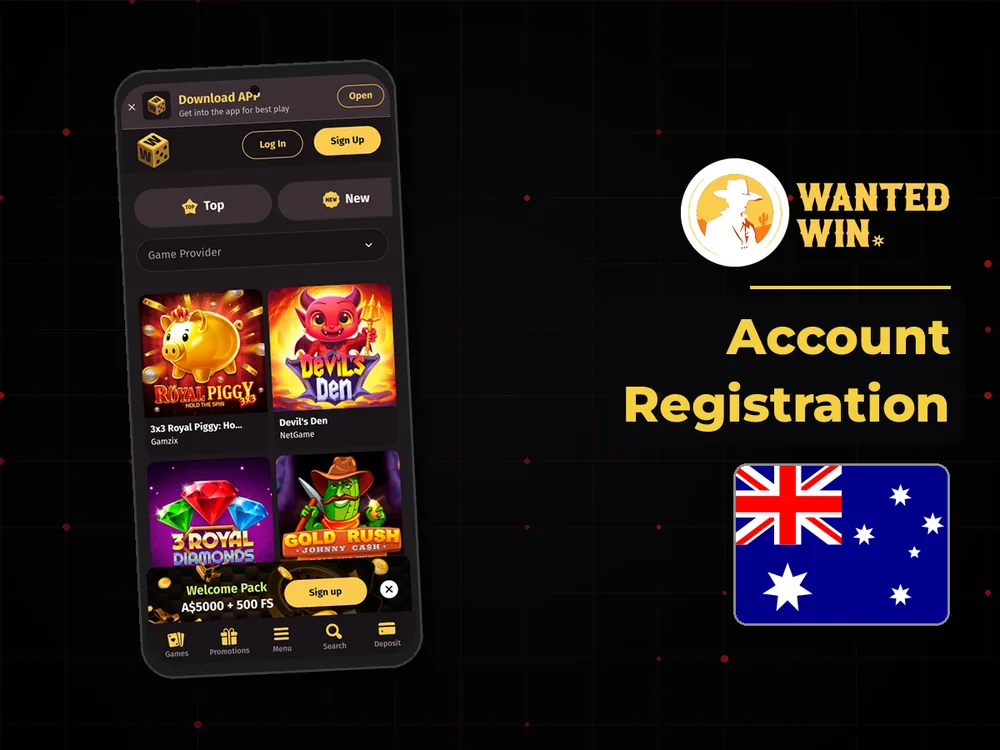 wanted win - Account Registration