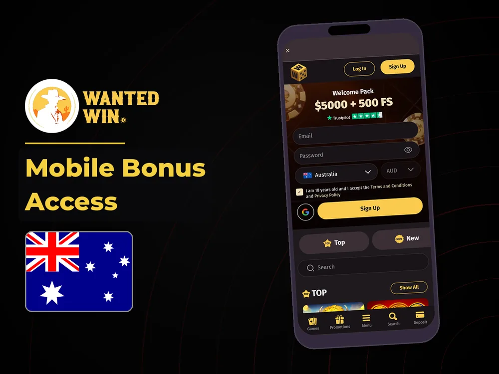 wanted win - Mobile Bonus Access