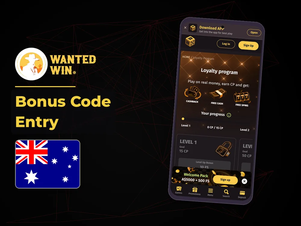 wanted win - Bonus Code Entry